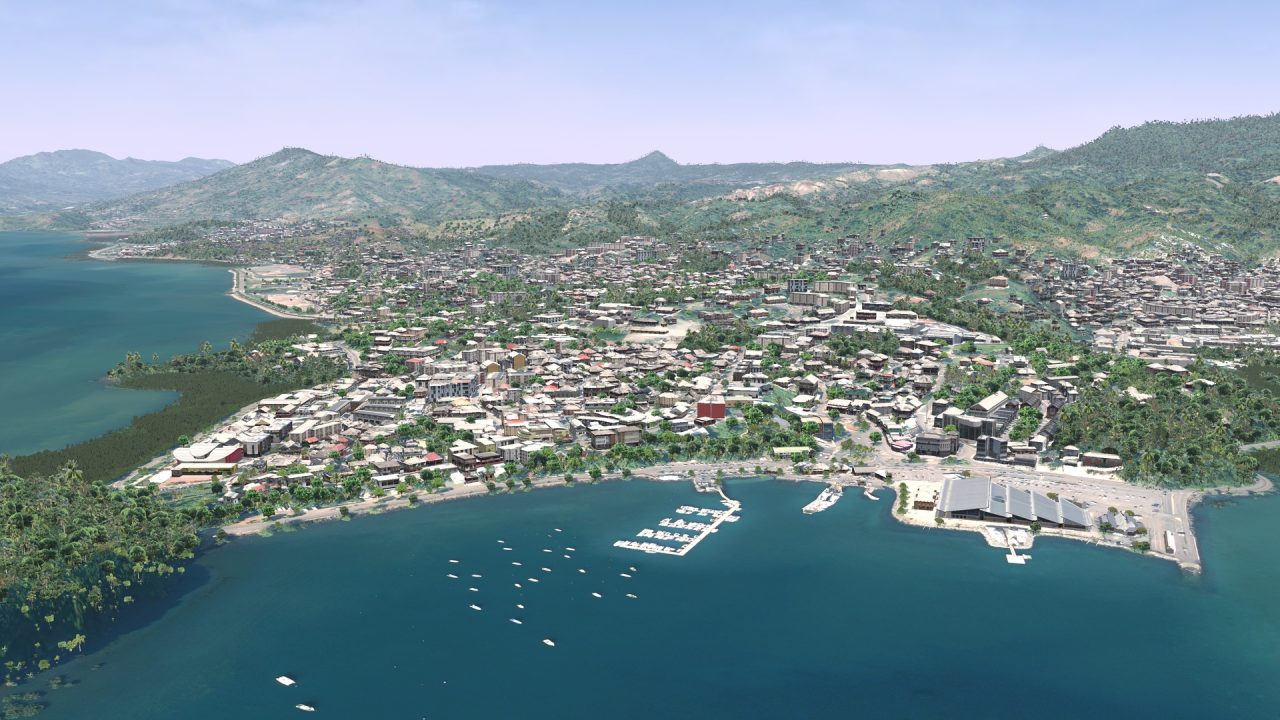 Centre-ville Extrait du jumeau numérique 3D de Mayotte sur la commune de Mamoudzou